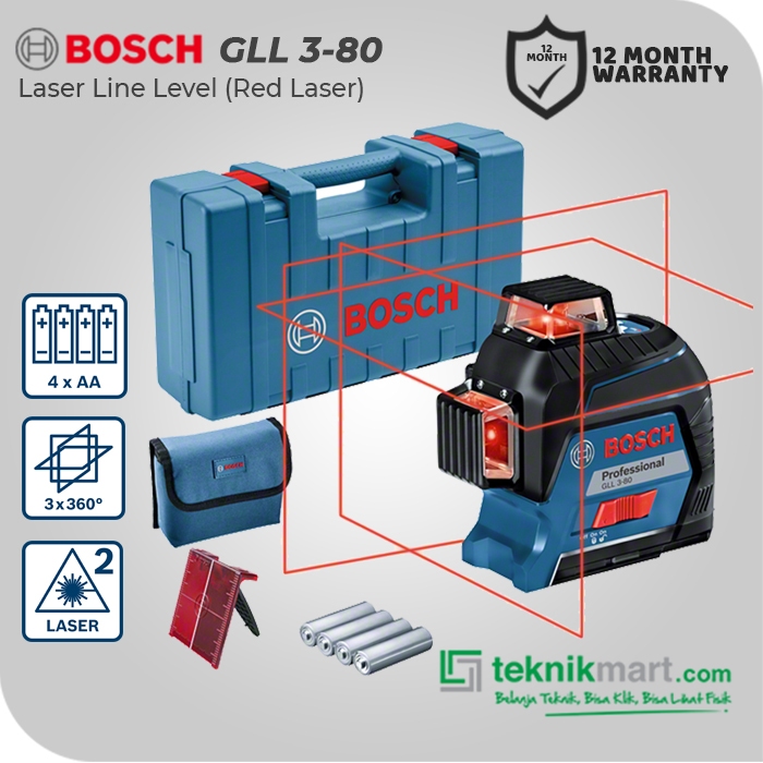 Bosch Laser Line Level / Laser Garis Waterpass 30Meter GLL 3-80