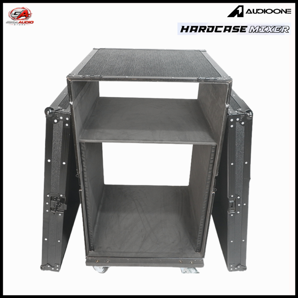 Box Hardcase Plus Mixer Ukuran 6U 8U 10U 12U 14U 16U List Hitam Rak Box Aksesoris Audio Sound System