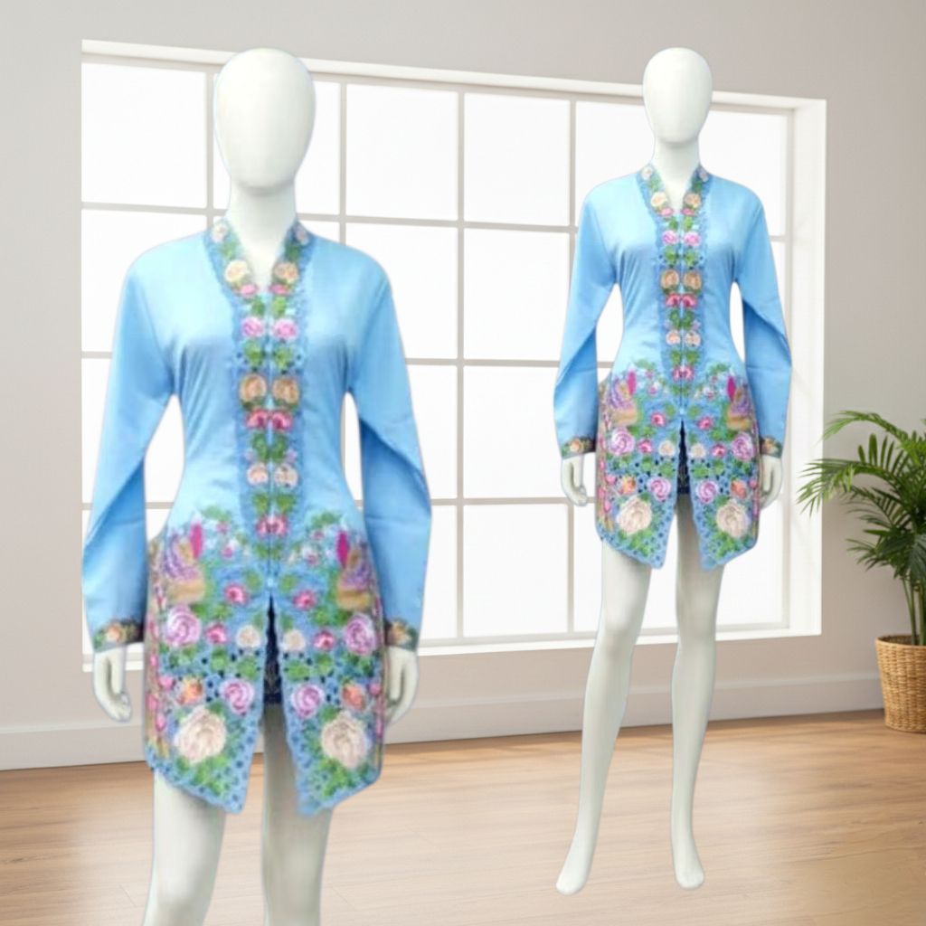 {Toko.Sky} Kebaya Encim Motif Merak/Kebaya Encim Lengan Panjang/Kebaya Encim Jumbo