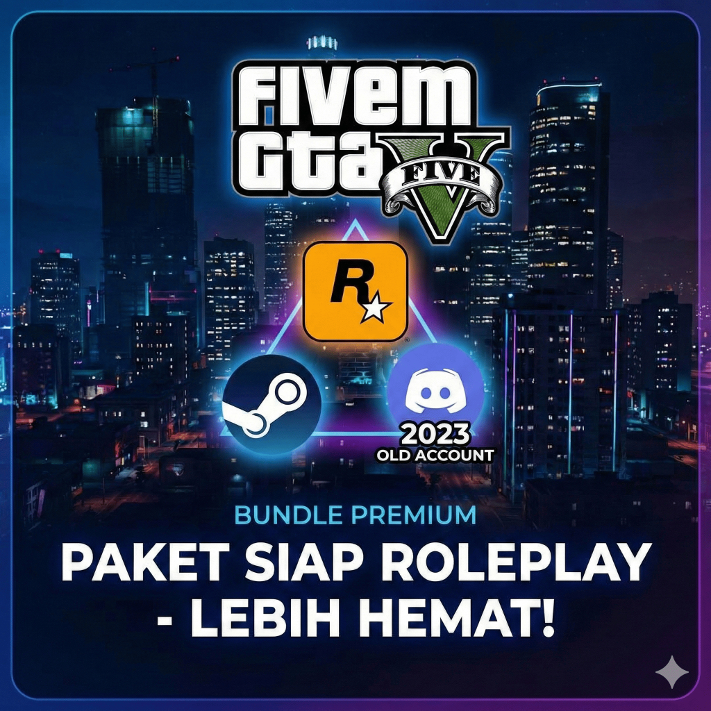 Bundle FiveM GTA V Premium - Paket Siap Roleplay (GTA + Discord Old)