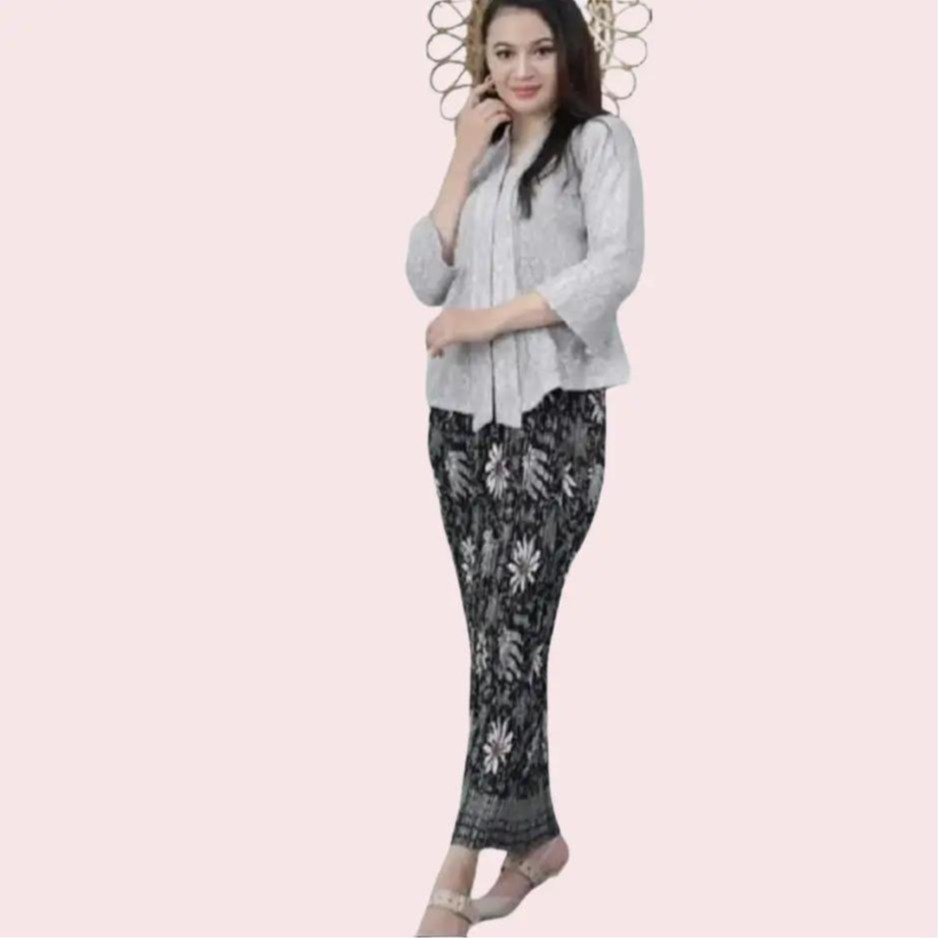 Setelan Kebaya Kutu Baru Kartini Bahan Brukat Premium Warna Silver