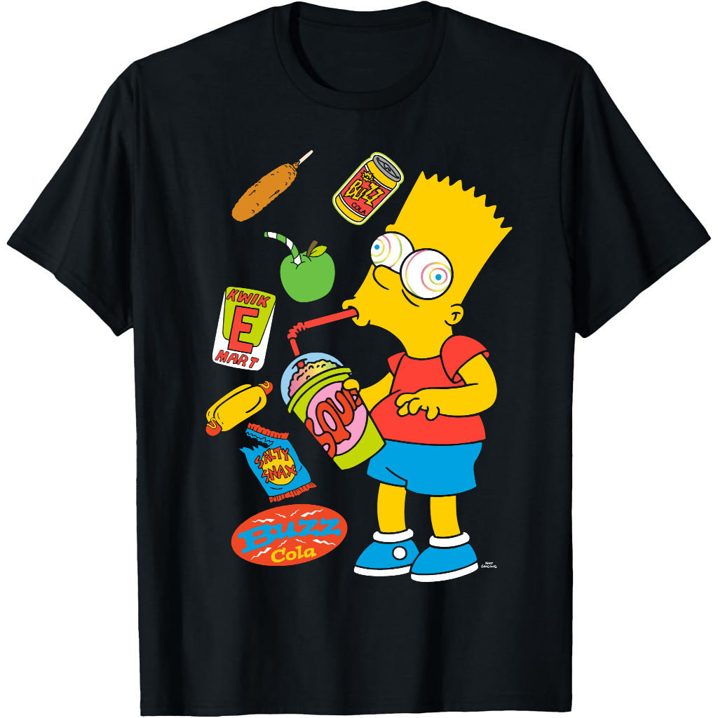 Kaos The Simpsons Junk Food Rebel Cartoon T-Shirt  – Baju Vintage 90s Retro Pria Wanita Unisex Cotto