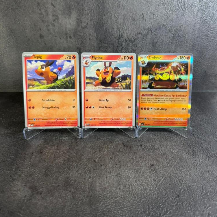 Tepig, Pignite, Emboar Evolution Set - Pokemon TCG Indonesia