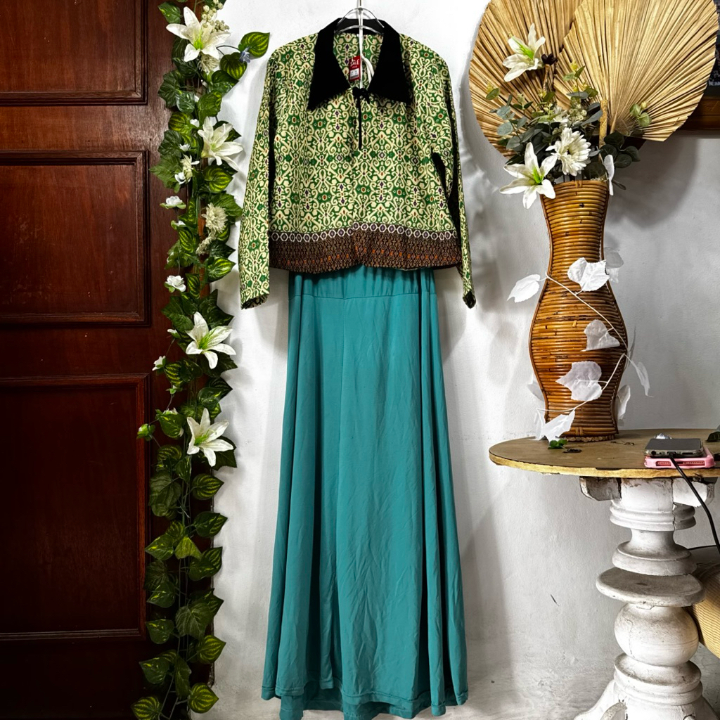 Set Outer Hijau Rok Hijau Tosca