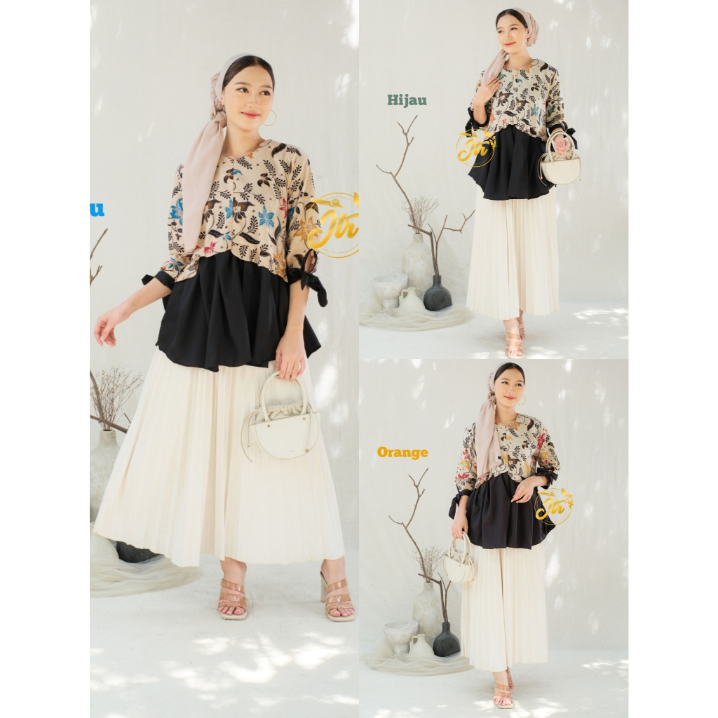 LARISA Blouse Batik Wanita Modern Adem Busui Friendly Baju Atasan Blouse YASMINE LORA AYANA