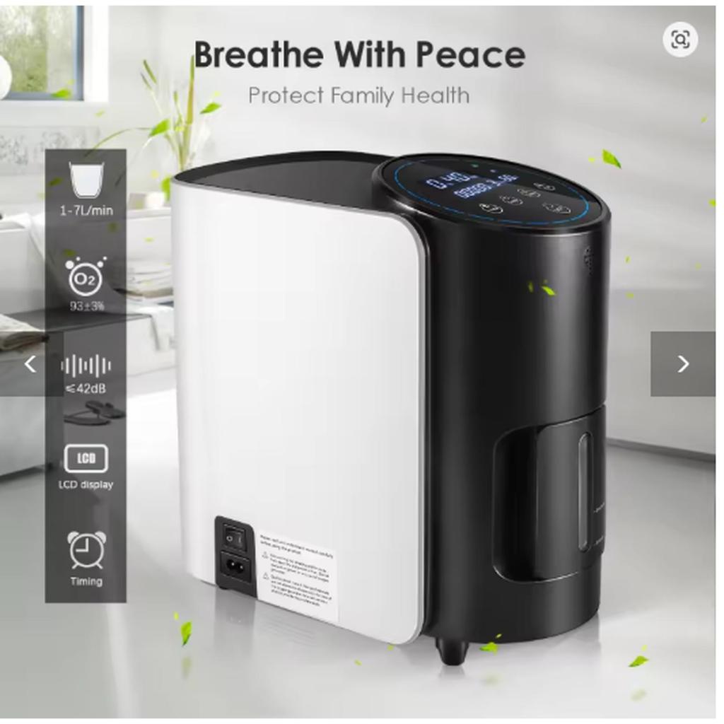 VARON 1-7L/min Portable Oxygen Concentrator Machine Generator Oxygen Making Machine Without Battery 