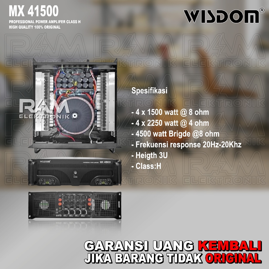 Power Amplifier 4 Channel WISDOM MX41500 | MX 41500 Class H 4 x 1500 Watt Original