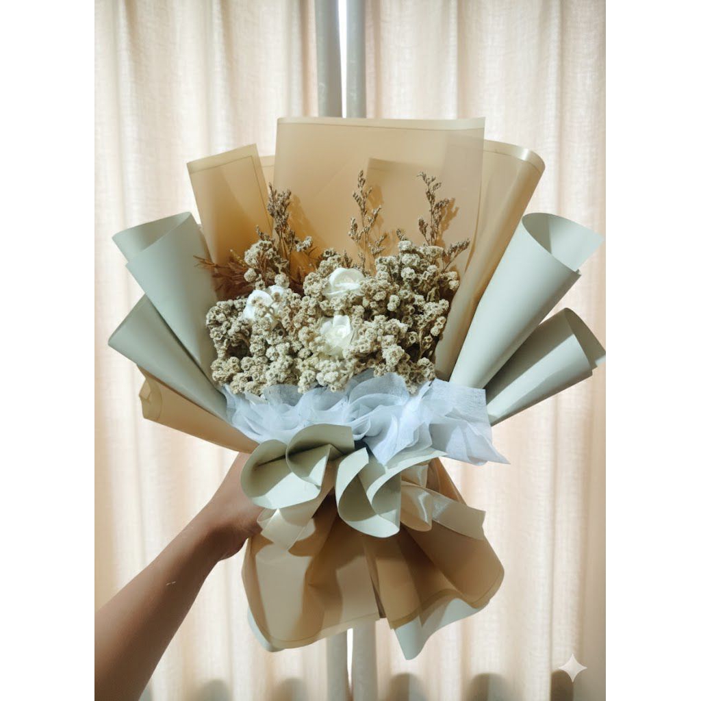 BUKET BUNGA EDELWEIS BESAR/BOUQUET BUNGA EDELWEIS /BUCKET BUNGA KERING/BUKET DRY FLOWER EDELWEIS/BOU