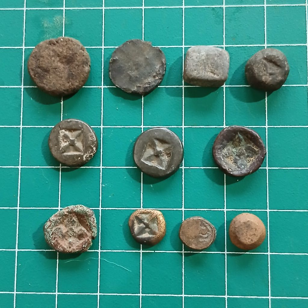 Koleksi Temuan Sungai Macam2 Koin Alat Tukar KUNO Kerajaan Nusantara