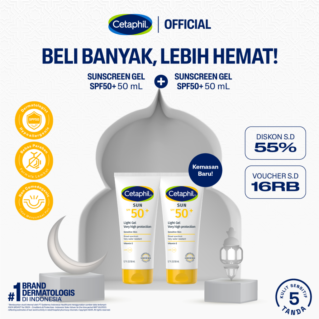 Cetaphil Hybrid Sunscreen SPF50+ Light Gel 50ml Twin Pack