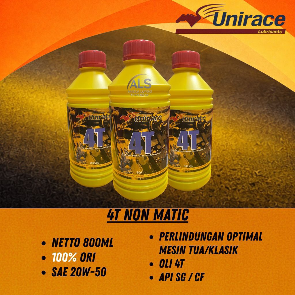 Unirace 4T Ekonomis 800L / unirace sae 20w-50 / oli mesin motor manual 0,8L ekonomis BULAT