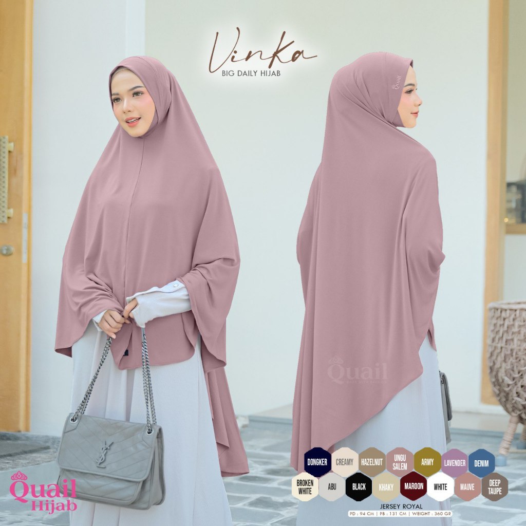 Jilbab Umroh dan Haji Putih Jumbo Jersey Premium Vinka Big Hijab Original Quail