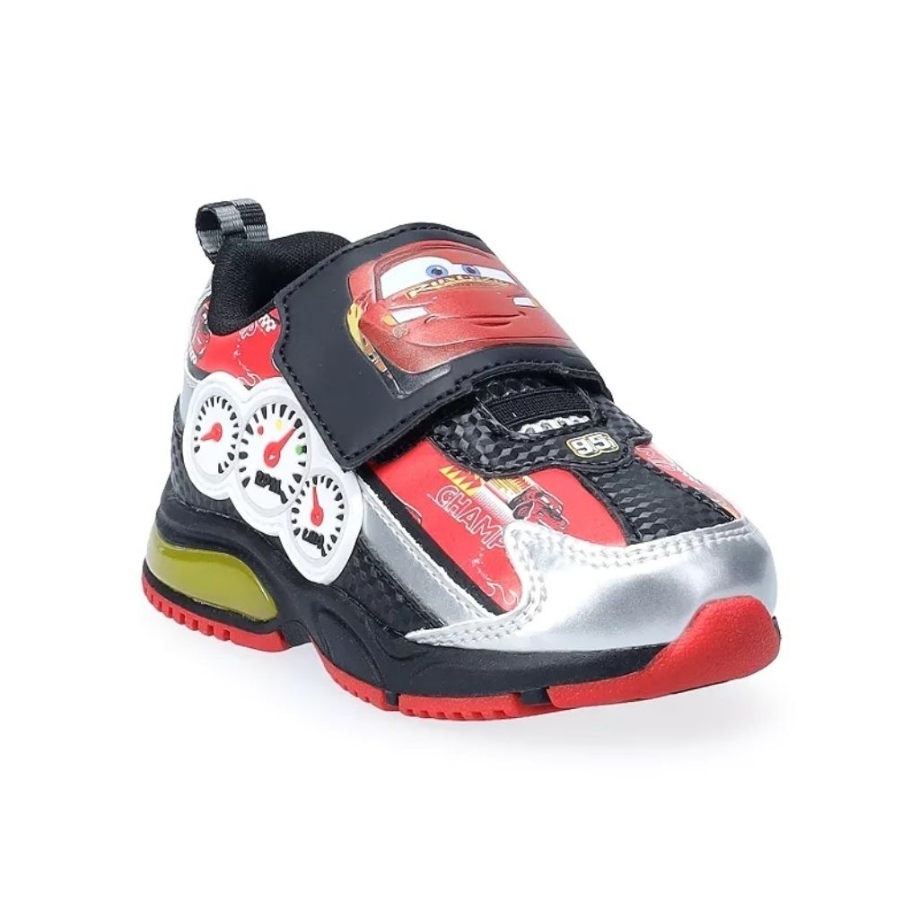 Sepatu Anak Ground Up Lampu LED Disney Cars Lightning McQueen Rust-Eze Merah Hitam Sneaker Laki Laki