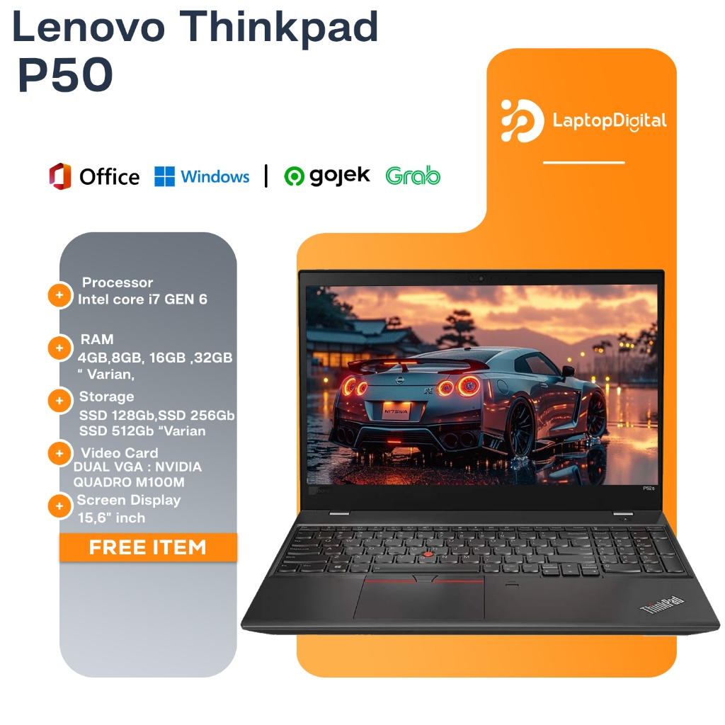 Laptop Lenovo ThinkPad P50 Workstation | Core i7 Gen 6 | NVIDIA Quadro M1000M Ram 16gb Ssd 512gb Bon