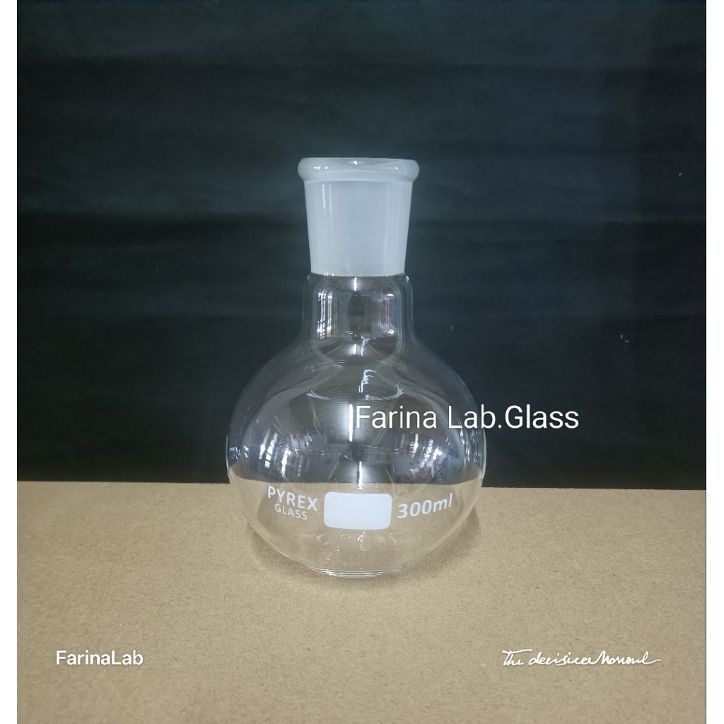 Boiling Flask-Labu Didih 300ml Ns29/32 Flat Bottom Pyrex