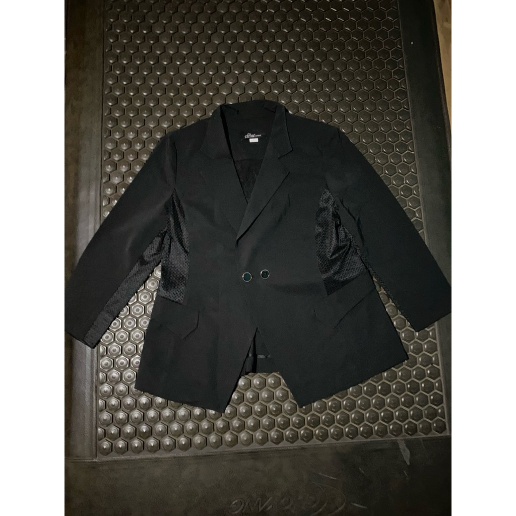 BLAZER JAS UNIK HITAM PEKAT BUNGA THE ELMAR MEWAH BRANDED