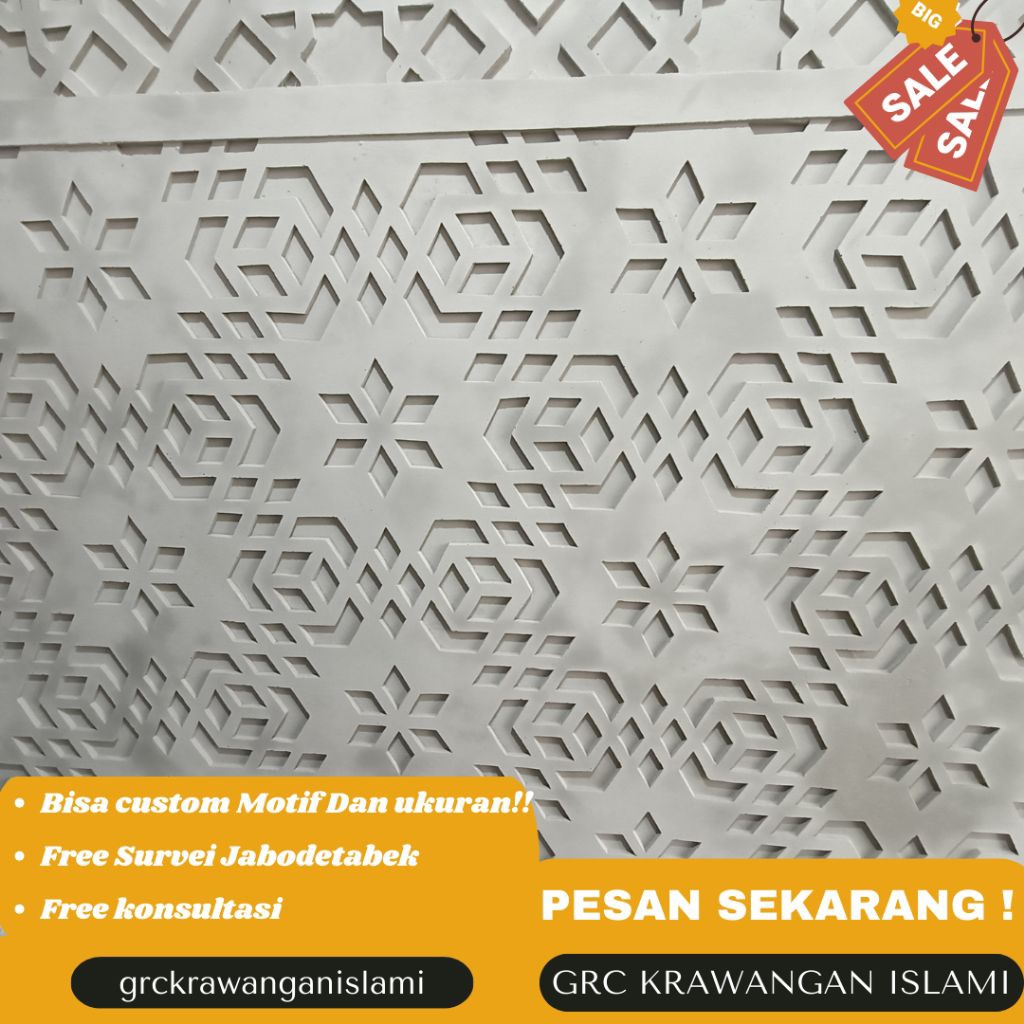Contoh Desain Krawangan GRC Motif Daun dan Ornamen Minimalis