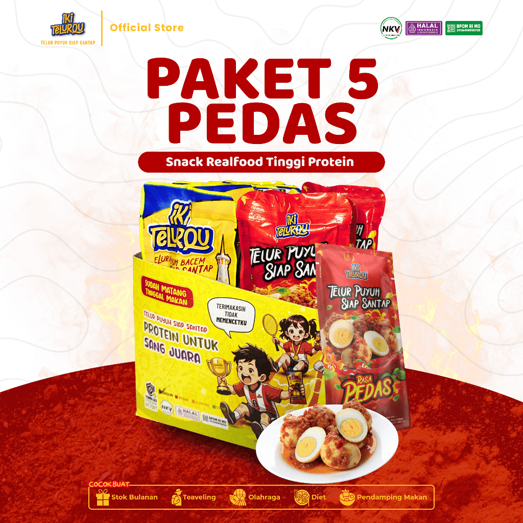 IkiTelur Puyuh Pedas Box 5 Camilan Protein Siap Saji