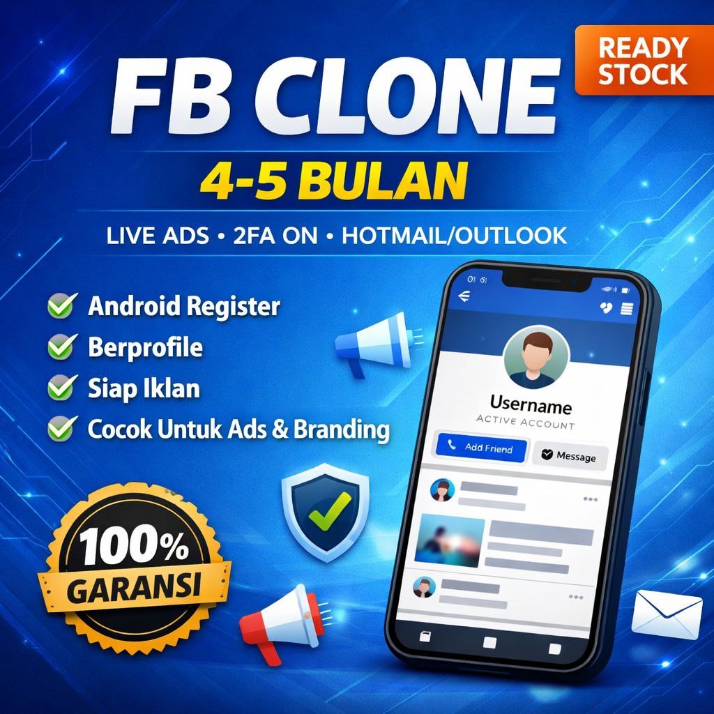 FB Clone umur 4-5Bln | Live Ads | 2FA | Hotmail Trusted