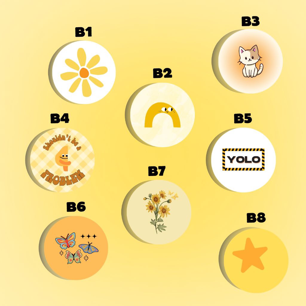 Pin Button Aesthetic | Pin Bag | Pin Peniti | Yellow Aesthetic Pin - Ukuran 58mm
