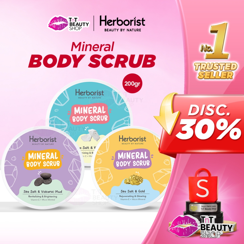 Herborist Mineral Body Scrub 200gr | Sea salt - Kaolin - Volcanic Mud - Gold | TnT Beauty Shop