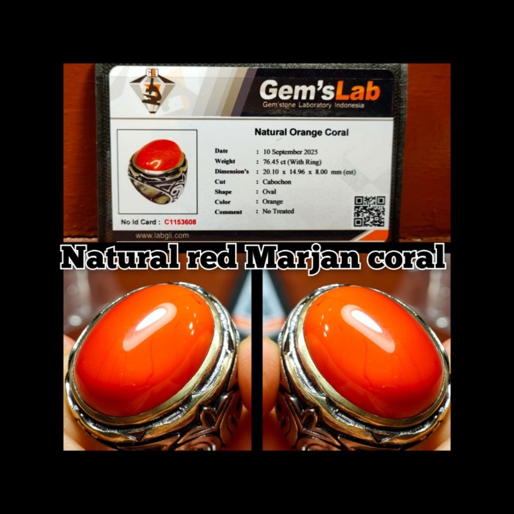 batu Marjan merah super kristal HQ asli yemen