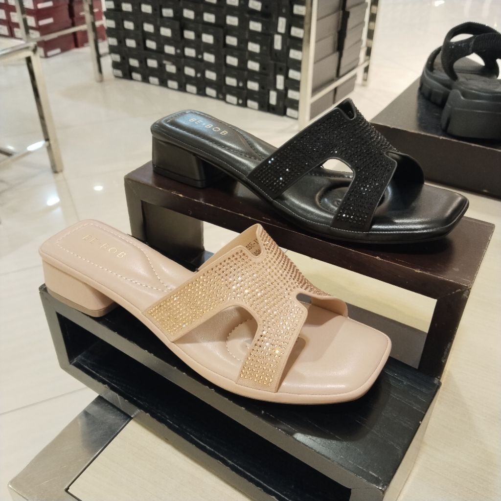 BE BOB sandal wanita heels 3cm mewah blink blink