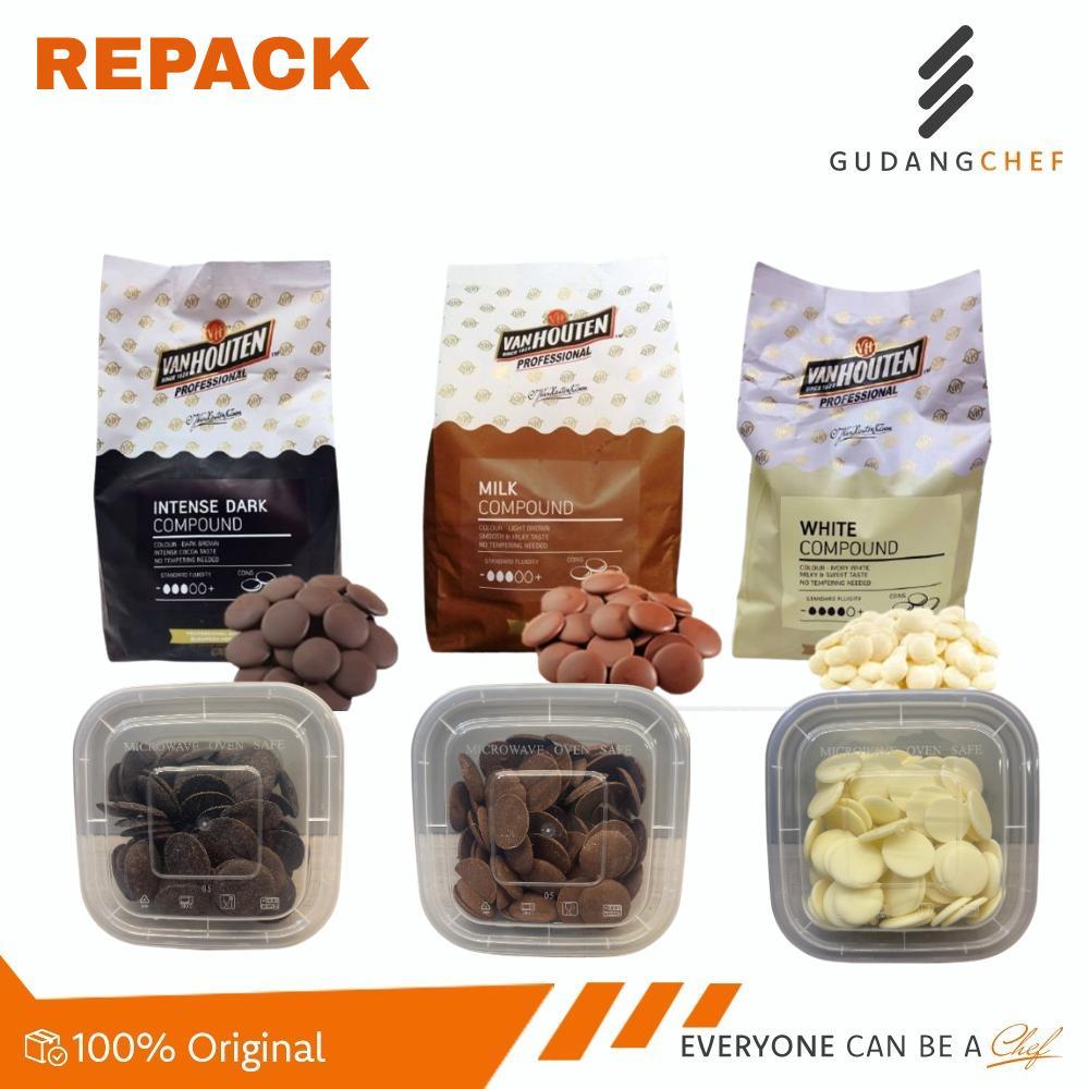 Van Houten Coin Compound Chocolate 500 Gr - 1 Kg (Dark / White / Milk) - Coklat Compound