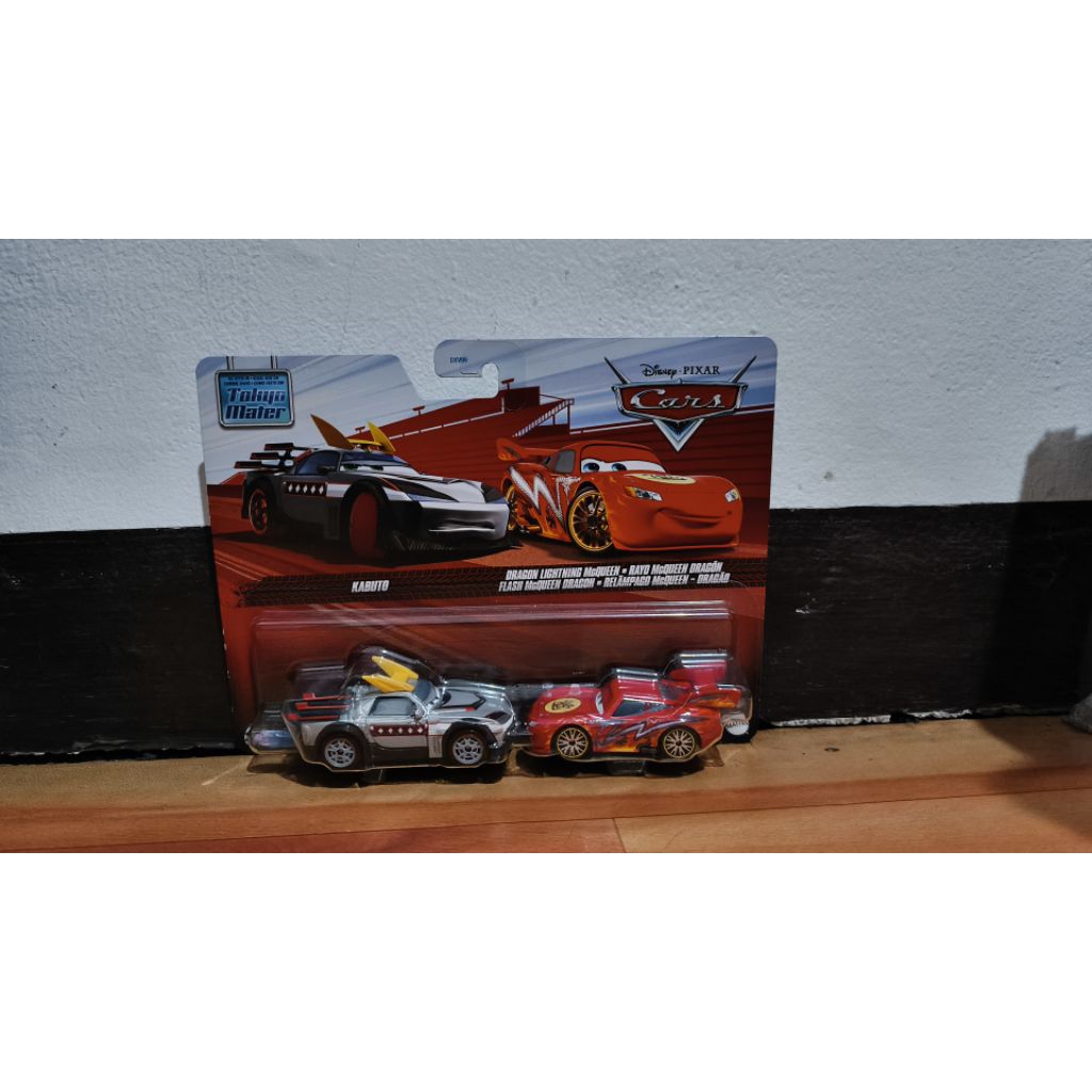 Disney Pixar Cars Tokyo Mater, Original matel. Dragon Lightning McQueen, Kabuto 2 pack.
