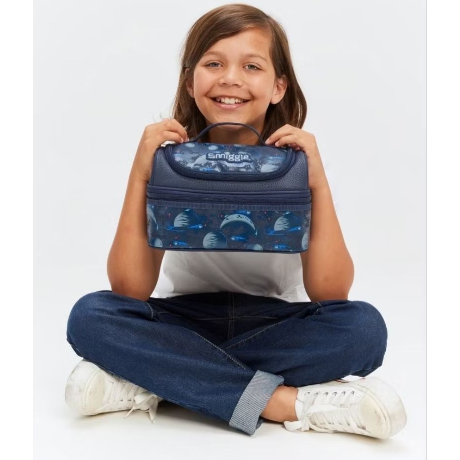 (ORIGINAL) Epic Double Decker Lunchbox (Tas Bekal Makan Anak Sekolah SD/SMP) - Navy Planet