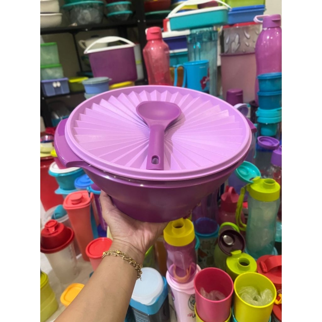 Large rice bowl with spoon ungu Tupperware