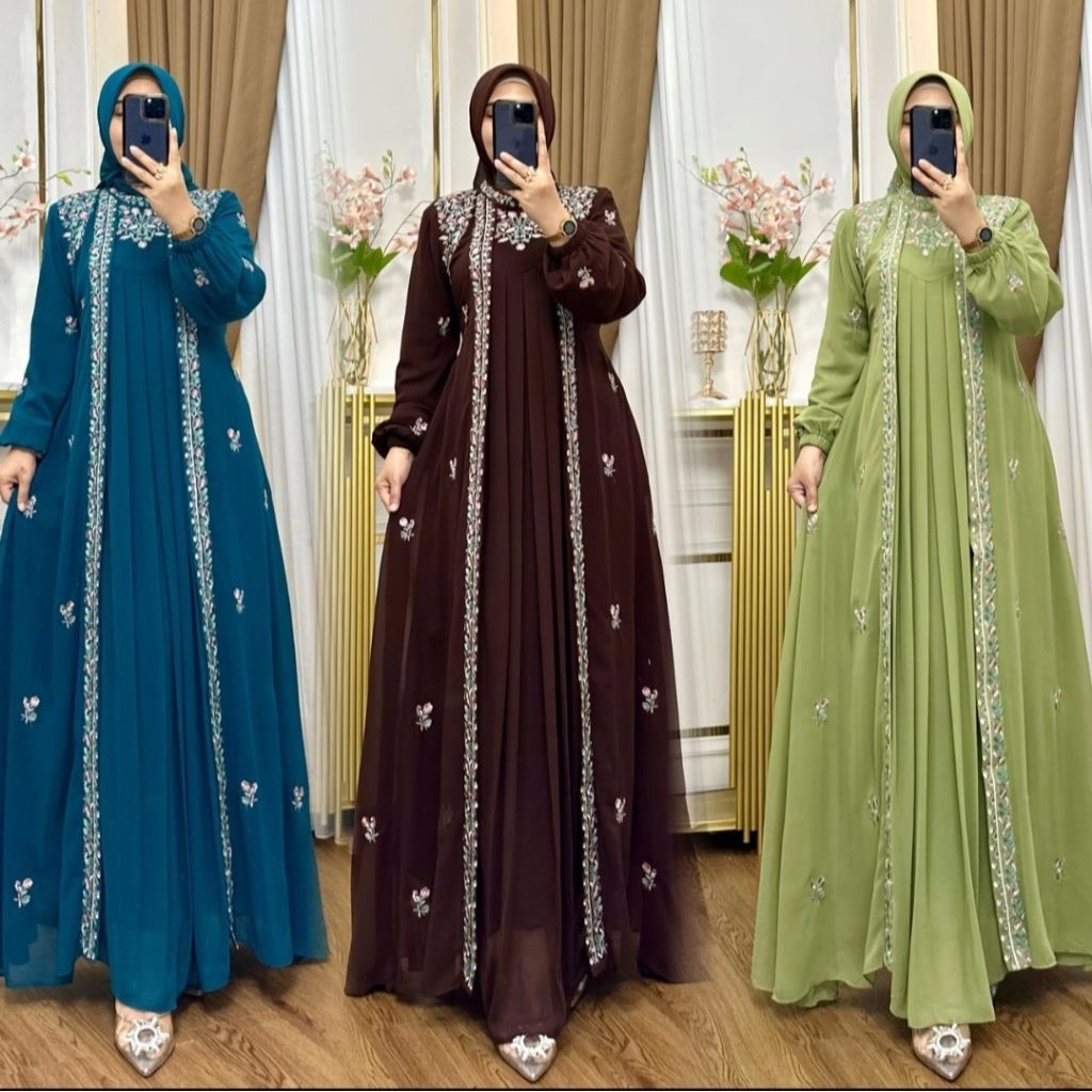 ZENIA DRESS BY MEDINA FASHION / GAMIS BORDIR PREMIUM SET HIJAB