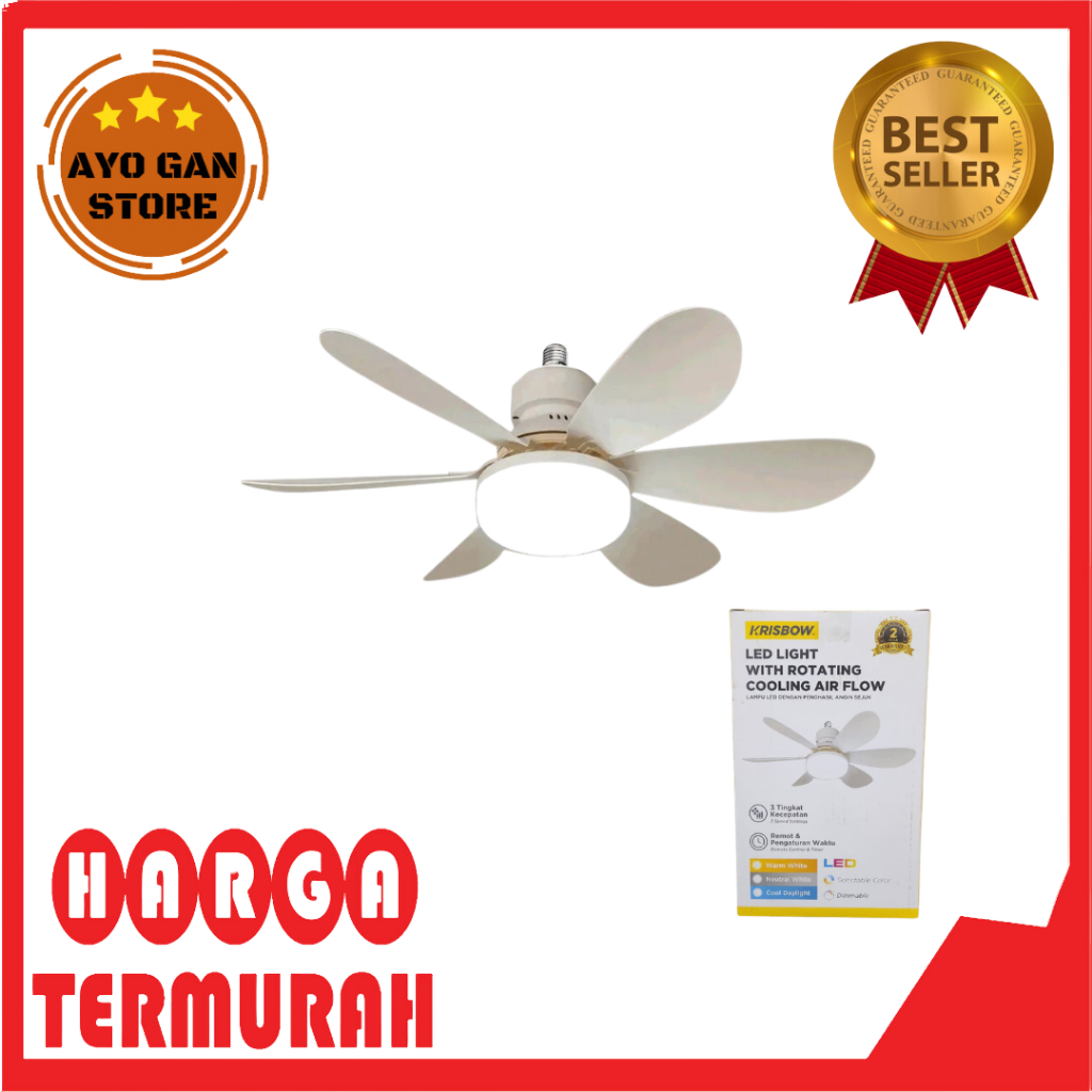 Krisbow Bohlam Led Cooling 30 watt Dengan Remote Coolday Light Bulb 2 In 1 Lampu Cahaya Putih Indoor