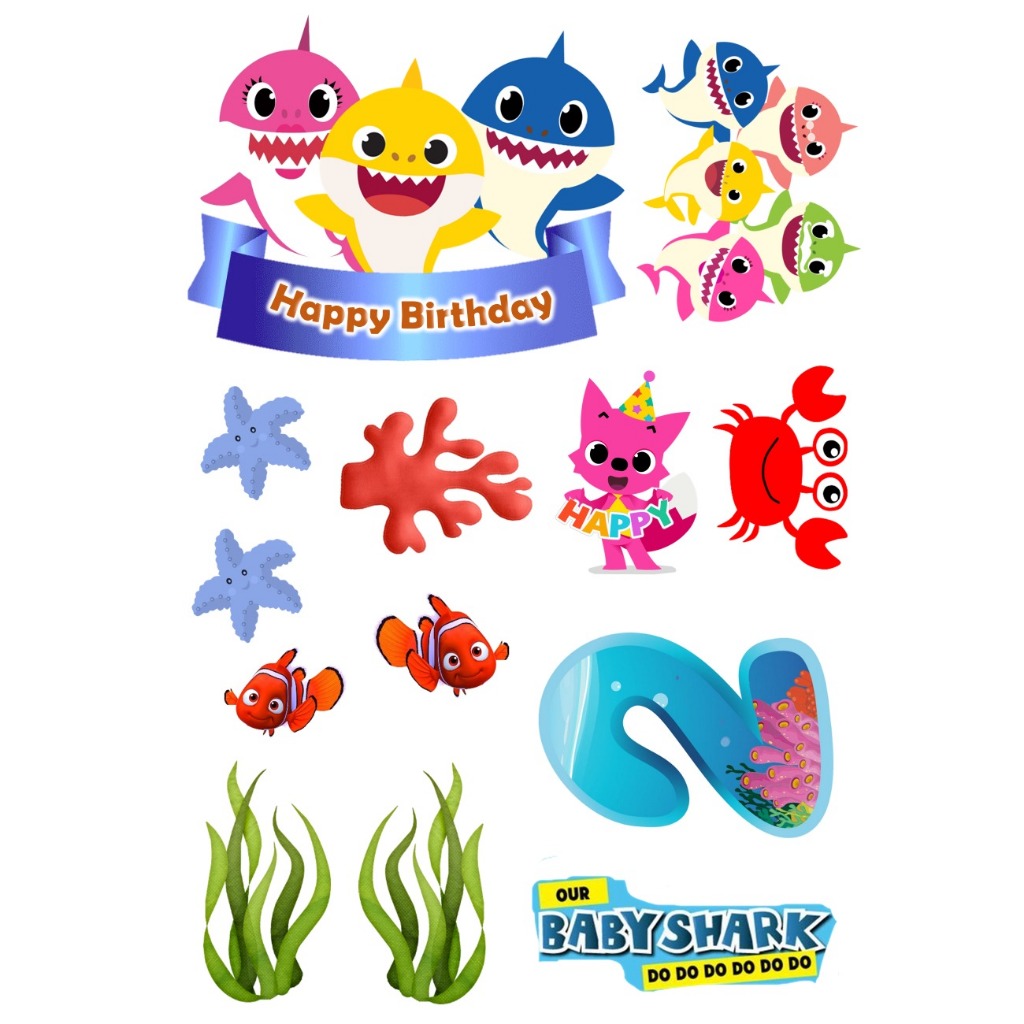 TOPPER Cake BABY SHARK Custom/Hiasan Kue ULTAH Anak