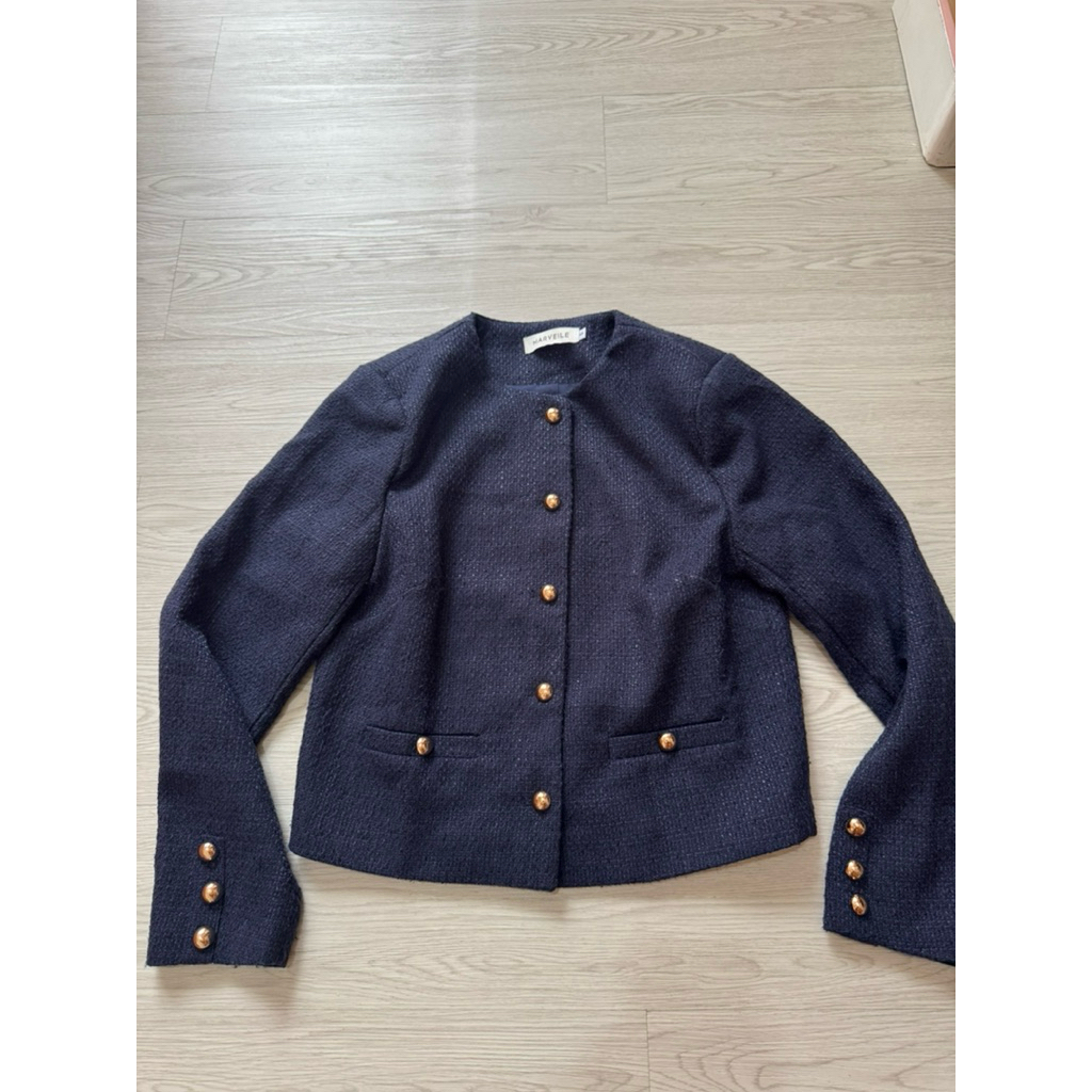 Marveille Tweed Blazer Navy Gold