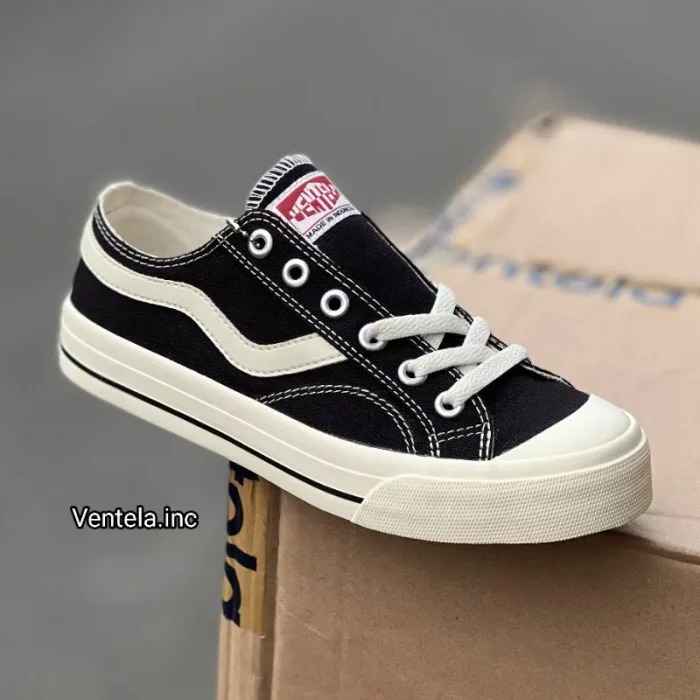 Ventela All Black Low Sepatu Sekolah Ventela Full Black Hitam Polos