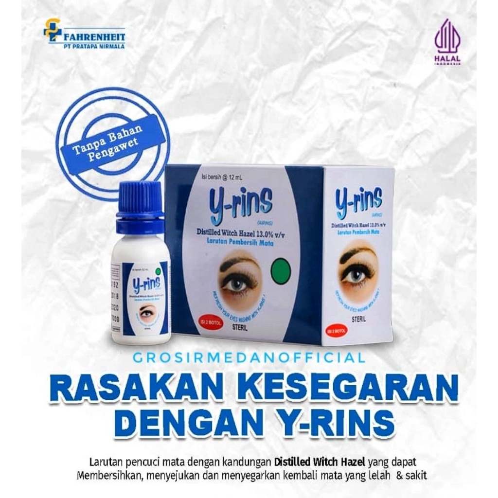 Y-RINS YRINS LARUTAN STERIL PENCUCI MATA - MEMBERSIHKAN, MENYEJUKKAN, MENYEGARKAN MATA LELAH, MERING