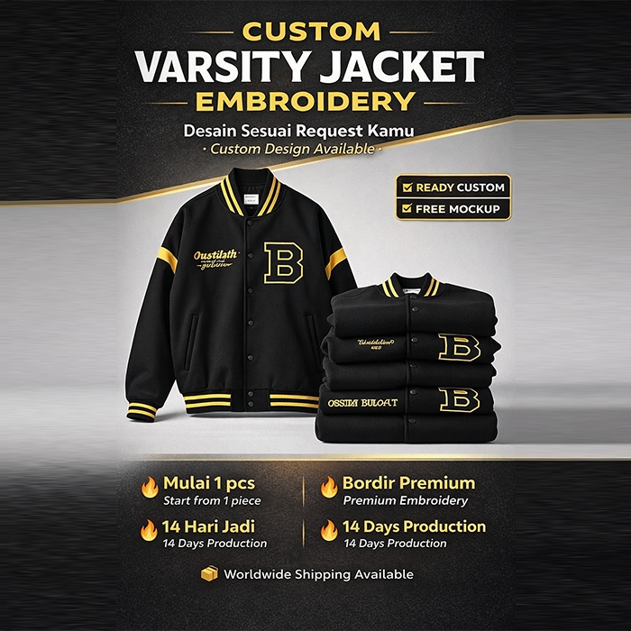 Jaket Varsity / Baseball Custom Bordir nama  Maron Jaket Varsity Jumbo