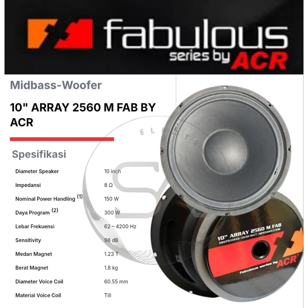 Speaker ACR Fabulous 10 Inch 2560M - Suara Mid Bersih, Ideal untuk Vocal dan Array