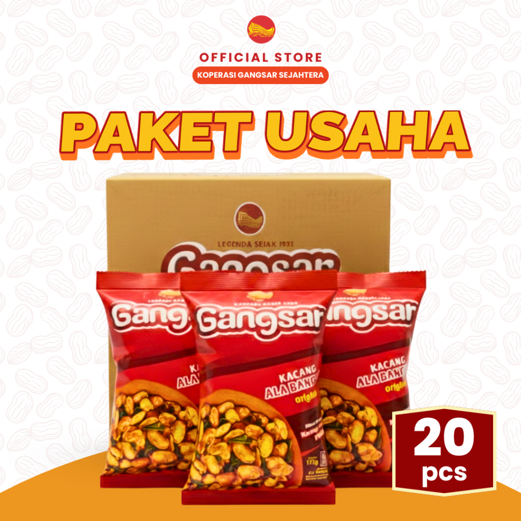 Grosir [isi 20pcs]Gangsar  Kacang Panggang Ala Bangkok 175gr | Pedas Manis | Cocok Untuk Jajan Lebar