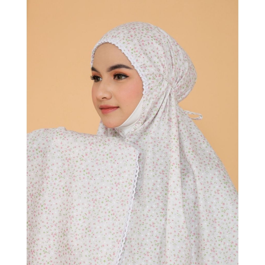 mukena katun jepang.zlanamira signature ditsy grey