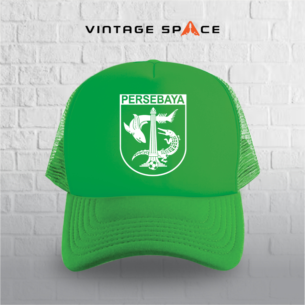 Topi Persebaya Surabaya/ topi bola / topi jaring/topi trucker custom sablon