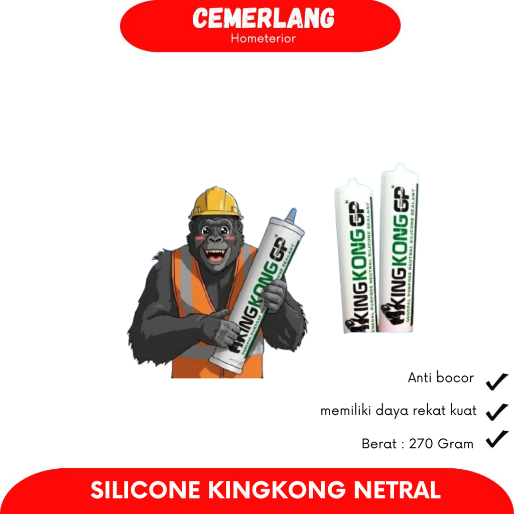 Lem Kaca NETRAL, silent / silicone/ sealent kaca / lem kaca aquarium/ upvc / silen KINGKONG