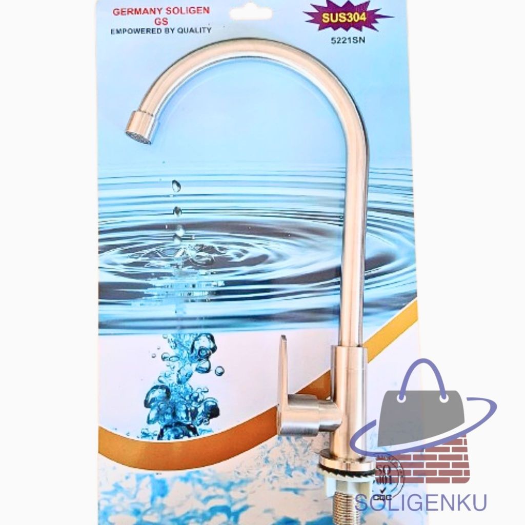 SOLIGEN Kran angsa stainless wastafel stainless steel 5221 Kran Angsa Meja Dapur Stainless kran Angs