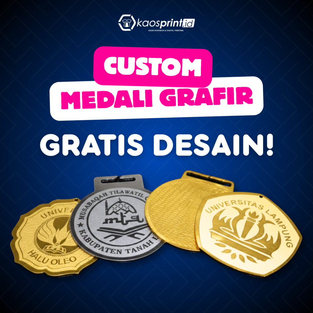 Medali Kejuaraan atau Wisuda Kuningan Stainless Berkualitas