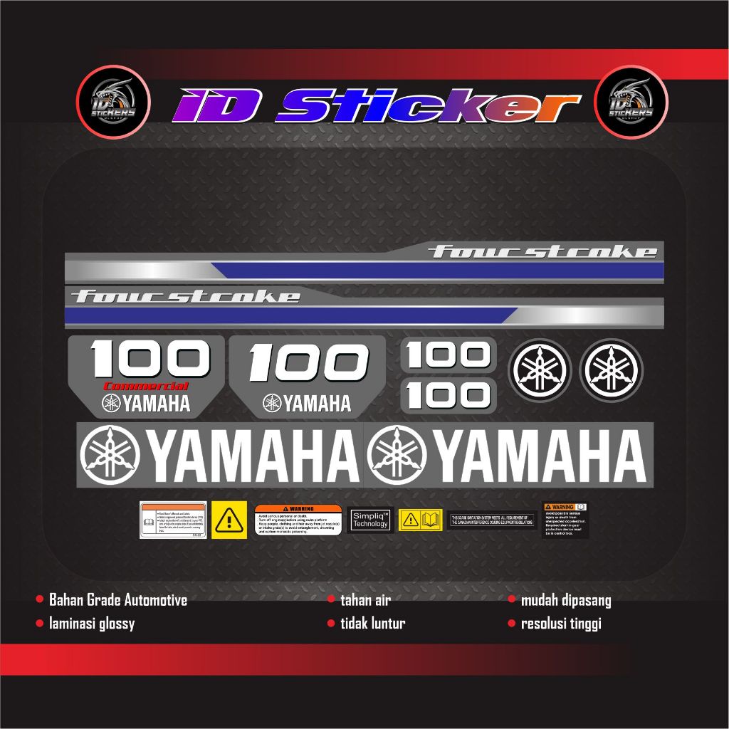 Sticker Yamaha Enduro Mesin Tempel 4 Tak 100 PK Tahan Lama Tidak Luntur