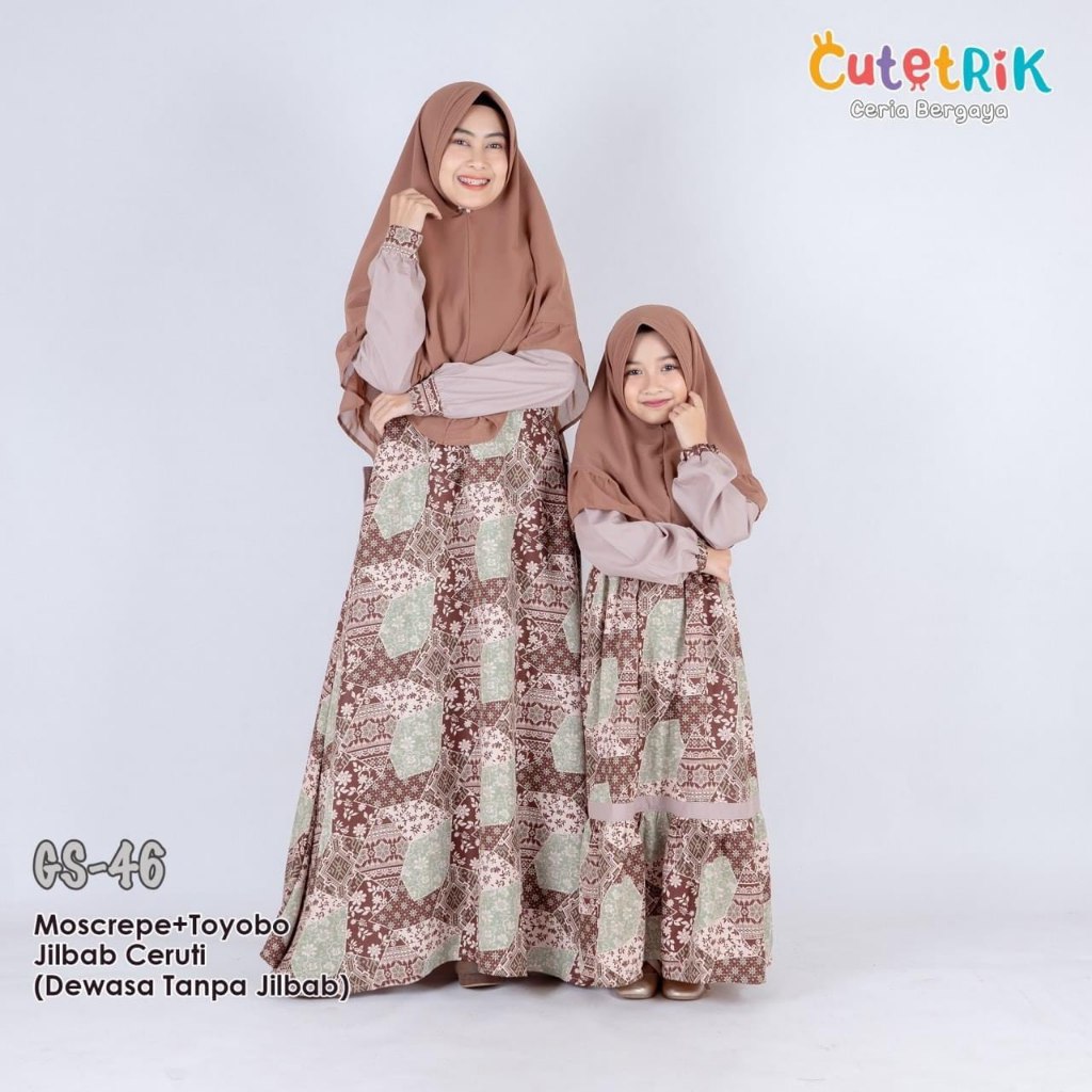 Simple Gamis Motif batik By CUTETRIK GS 46/ 47/ 53 - Gamis couple bahan moscrepe toyobo