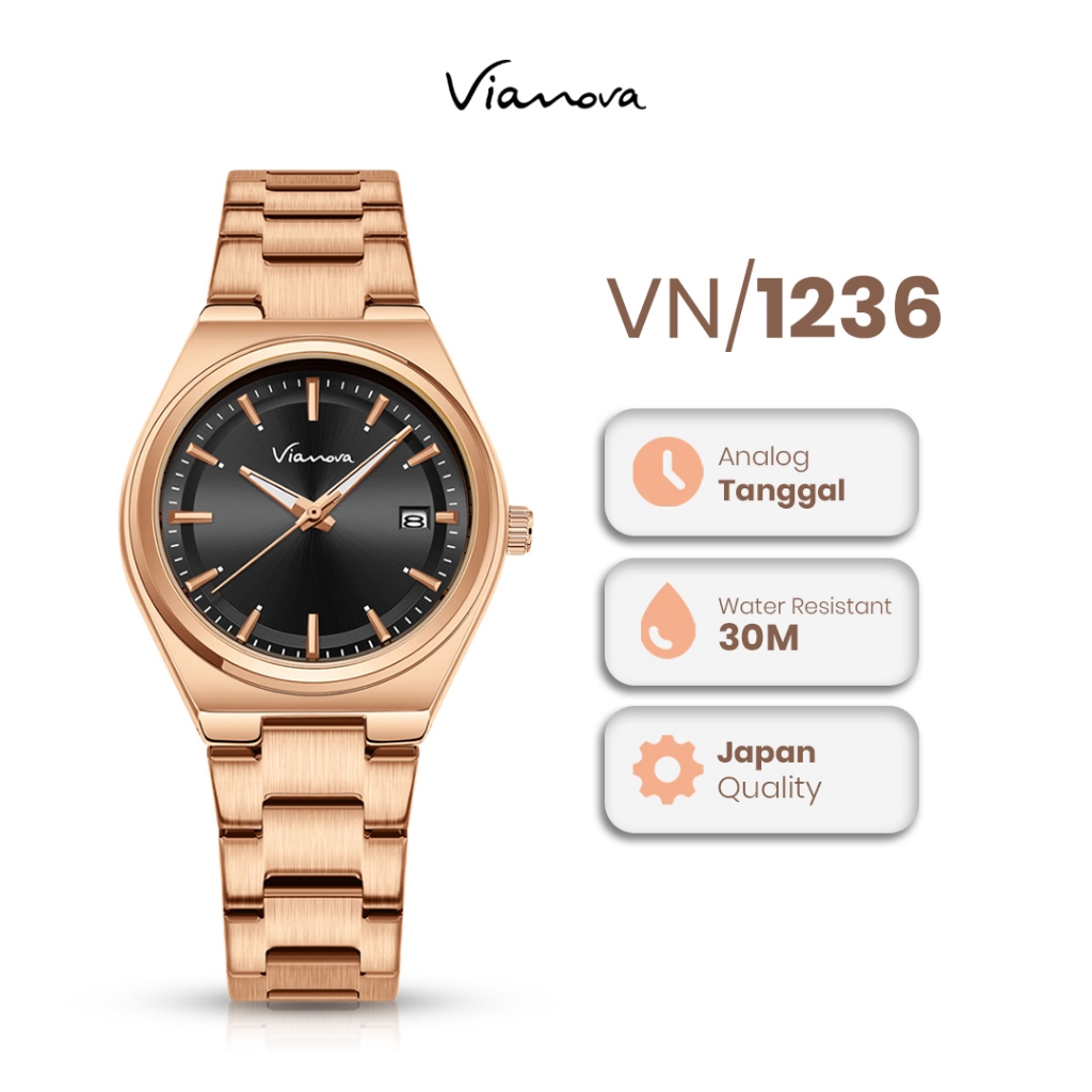 VIANOVA - Jam Tangan Wanita Analog Original Anti Air 1236 Standard Jepang Jam Tangan Cewek
