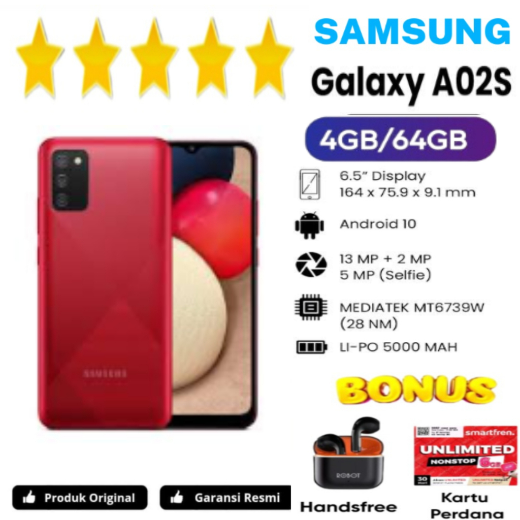 HP SAMSUNG A02s 4GB/64GB ORIGINAL DAN EXTRA BONUS