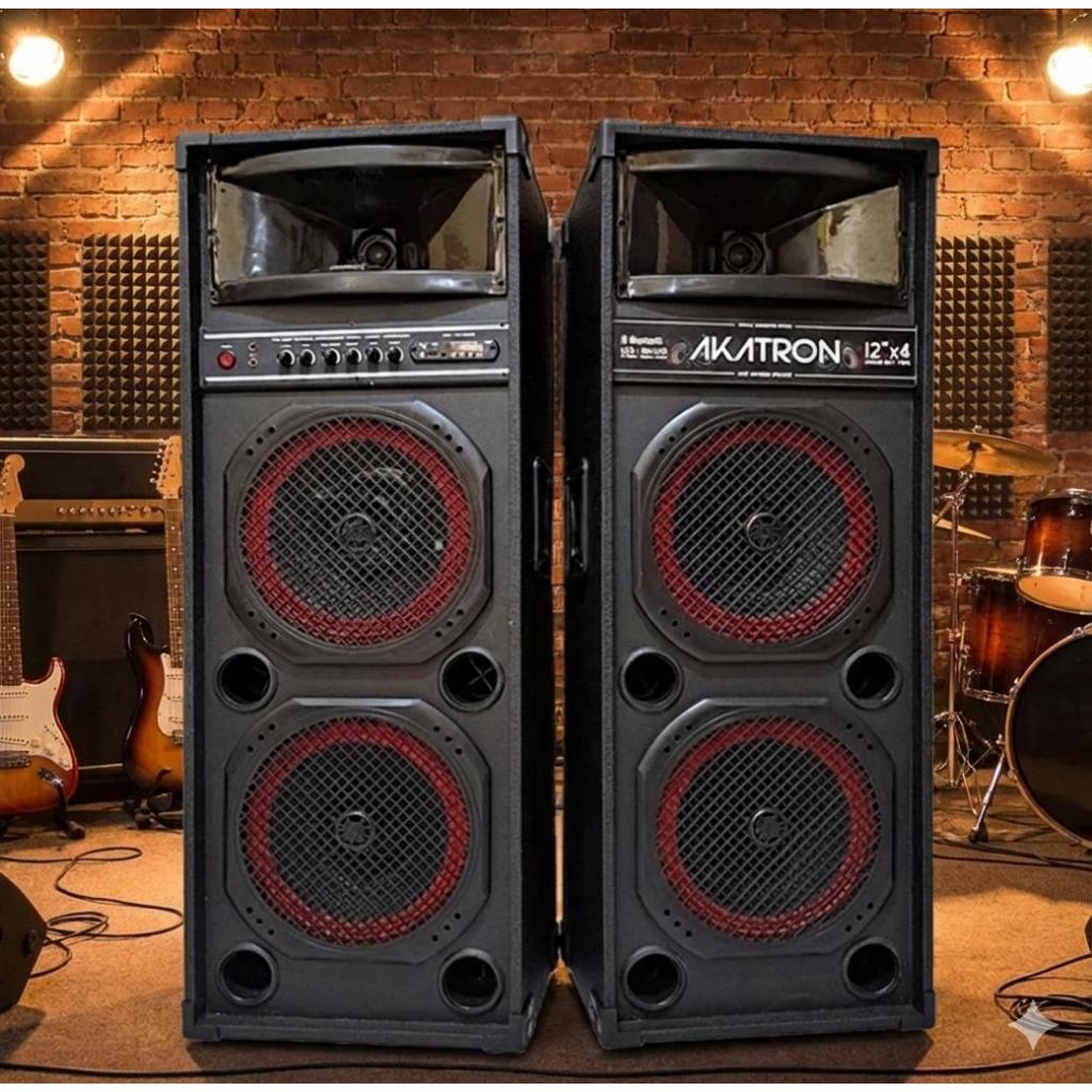 Speaker Aktif 12 Inch Double Subwoofer 4 Speaker AKATRON Bluetooth Speaker Hajatan Outdoor